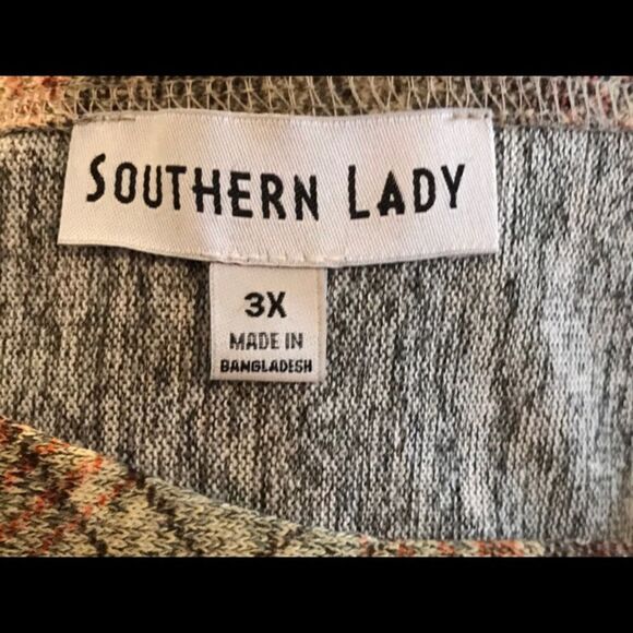 Southern Lady 3X Top Tan, Grey, Brown & Orange - Picture 3 of 3